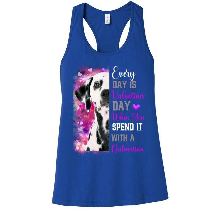 Dalmatian Mom Funny Valentines Day Dog Lovers Hearts Gift Women's Racerback Tank