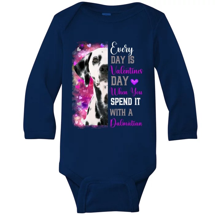 Dalmatian Mom Funny Valentines Day Dog Lovers Hearts Gift Baby Long Sleeve Bodysuit