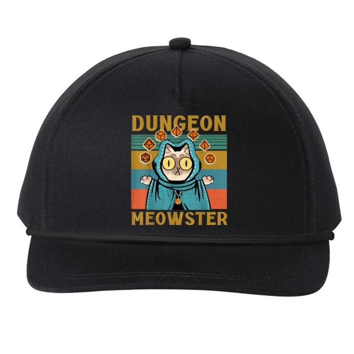 Dungeon Meowster Funny Nerdy Gamer Cat Vintage Game Snapback Five-Panel Rope Hat