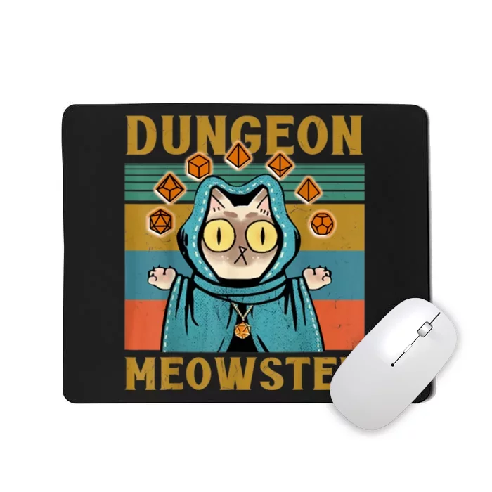 Dungeon Meowster Funny Nerdy Gamer Cat Vintage Game Mousepad