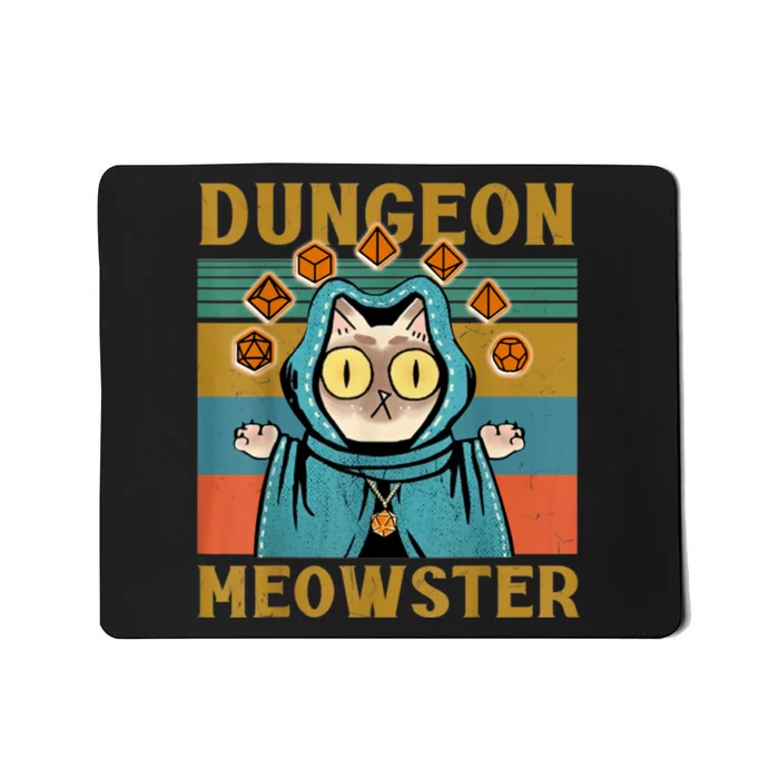 Dungeon Meowster Funny Nerdy Gamer Cat Vintage Game Mousepad