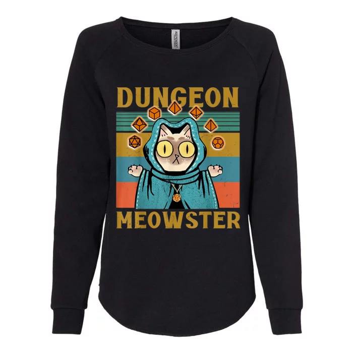 Dungeon Meowster Funny Nerdy Gamer Cat Vintage Game Womens California Wash Sweatshirt