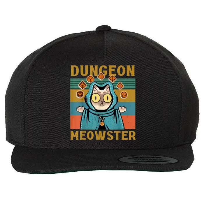 Dungeon Meowster Funny Nerdy Gamer Cat Vintage Game Wool Snapback Cap