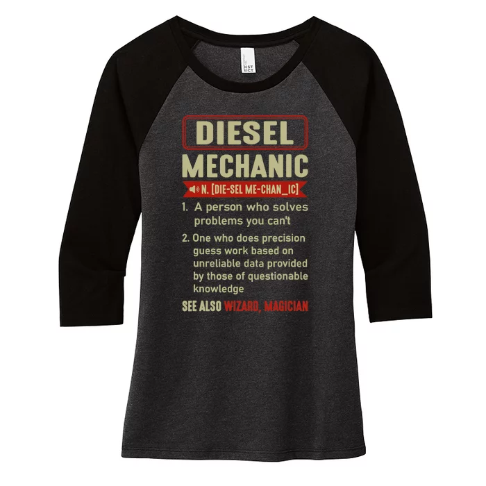 Diesel Mechanic Funny Sayings Car Diesel For Dad Auto Garage Women's Tri-Blend 3/4-Sleeve Raglan Shirt