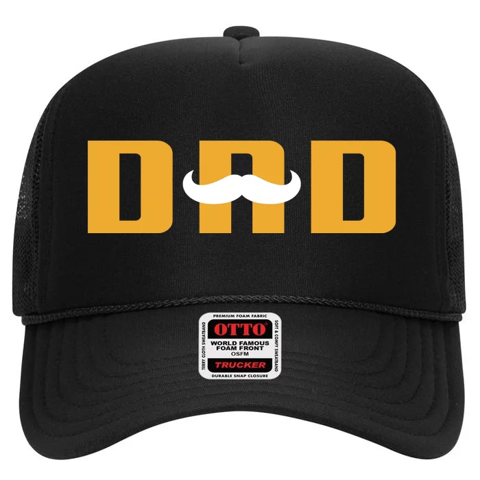 Dad Mustache Fathers Day High Crown Mesh Trucker Hat