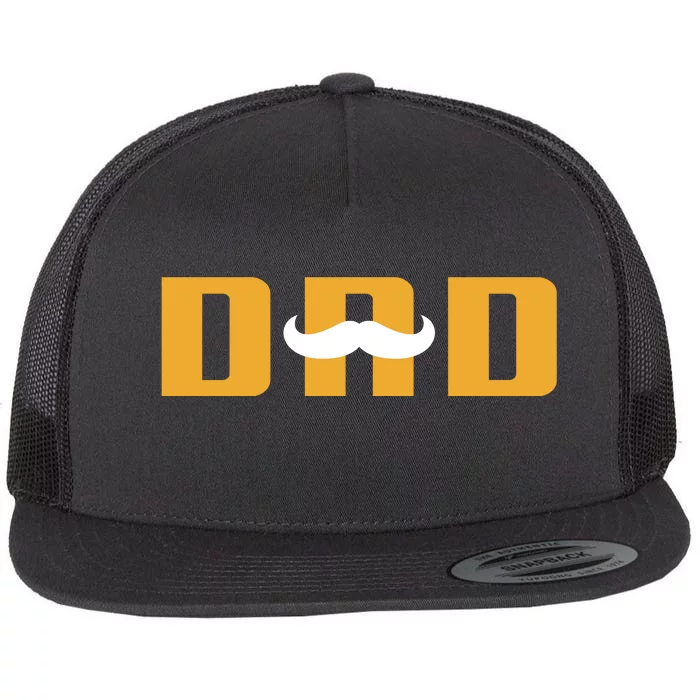 Dad Mustache Fathers Day Flat Bill Trucker Hat