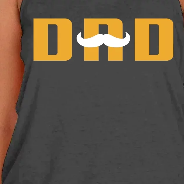 Dad Mustache Fathers Day Women's Knotted Racerback Tank