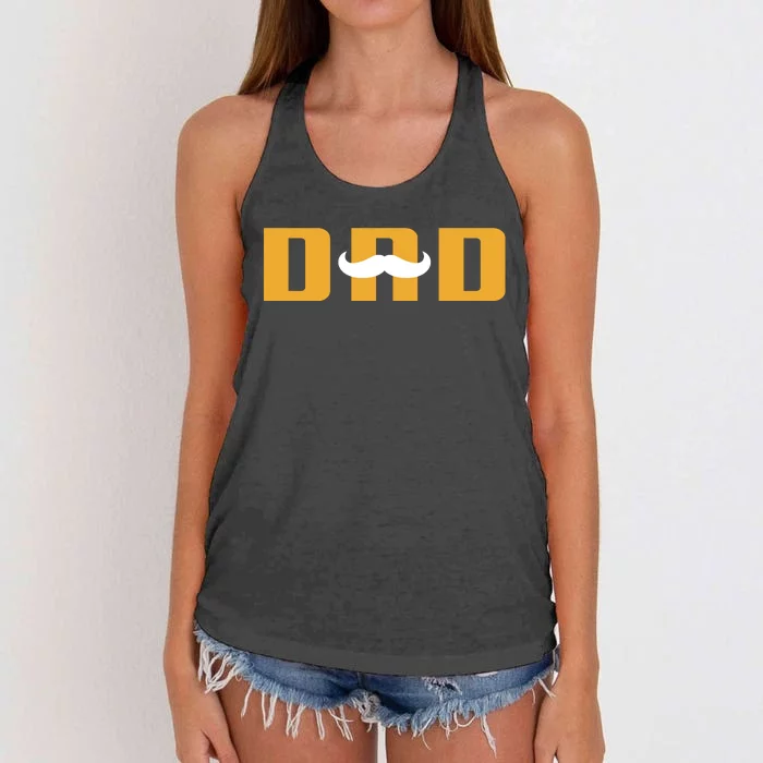 Dad Mustache Fathers Day Women's Knotted Racerback Tank