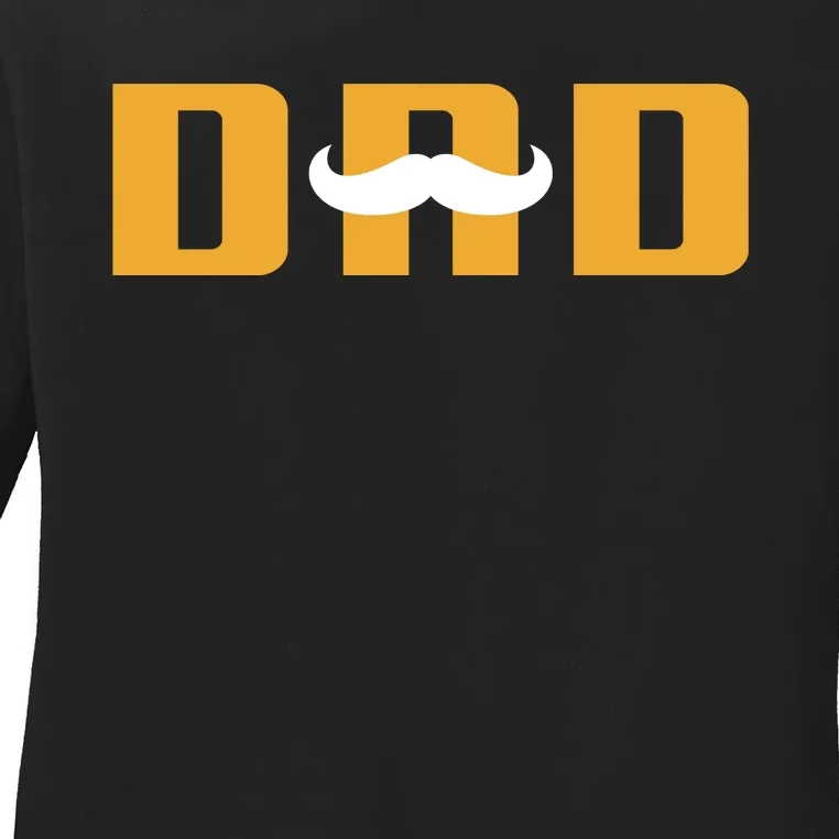 Dad Mustache Fathers Day Ladies Long Sleeve Shirt