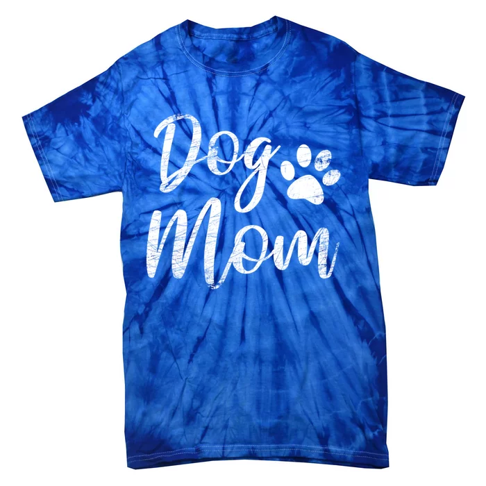 Dog Mom Gift Vintage Distressed Design Gift Funny Dog Paw Meaningful Gift Tie-Dye T-Shirt