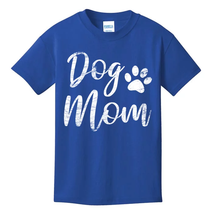 Dog Mom Gift Vintage Distressed Design Gift Funny Dog Paw Meaningful Gift Kids T-Shirt