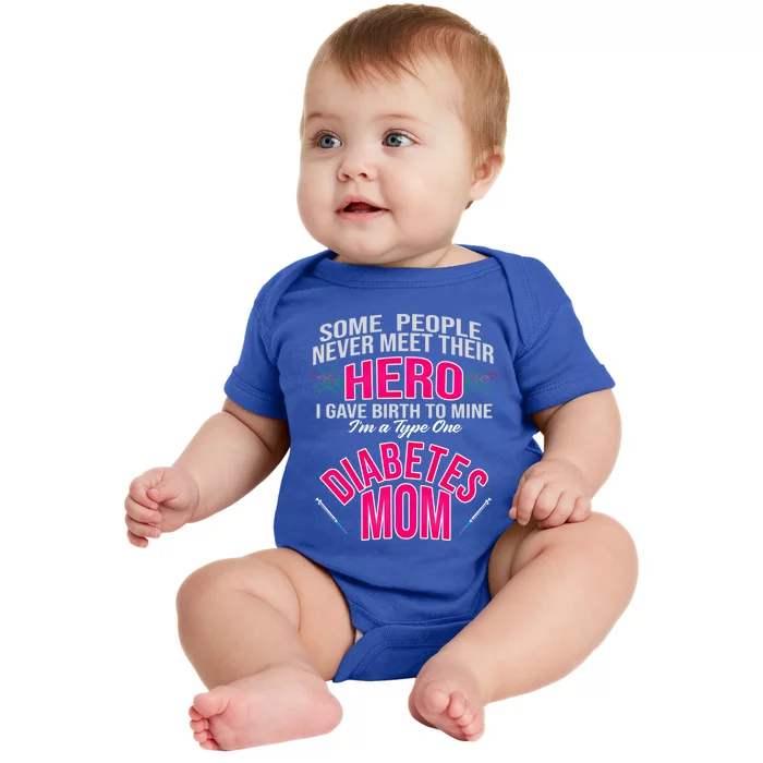 Diabetic Mom Giving Birth Hero Mother Diabetes Gift Baby Bodysuit