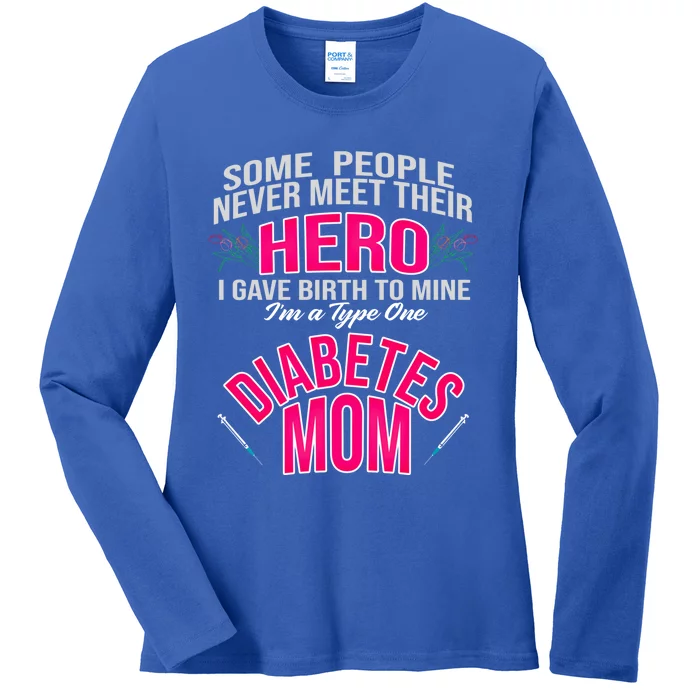 Diabetic Mom Giving Birth Hero Mother Diabetes Gift Ladies Long Sleeve Shirt