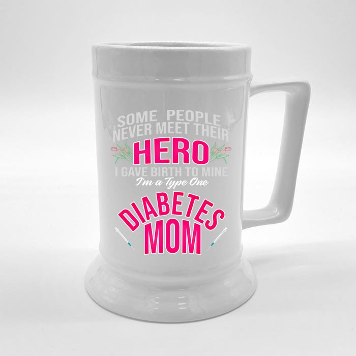 Diabetic Mom Giving Birth Hero Mother Diabetes Gift Front & Back Beer Stein