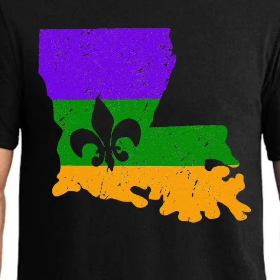 Distressed Mardi Gras Fleur De Lis Pajama Set