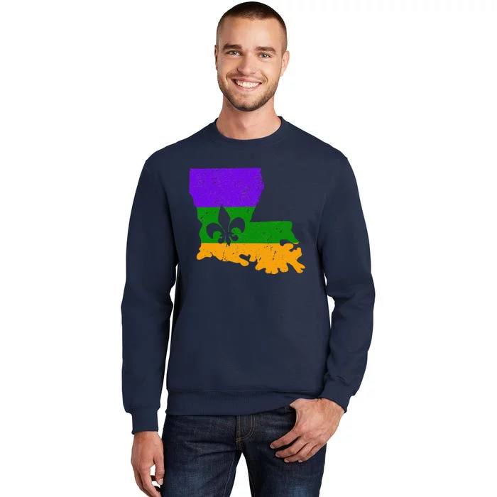 Distressed Mardi Gras Fleur De Lis Sweatshirt