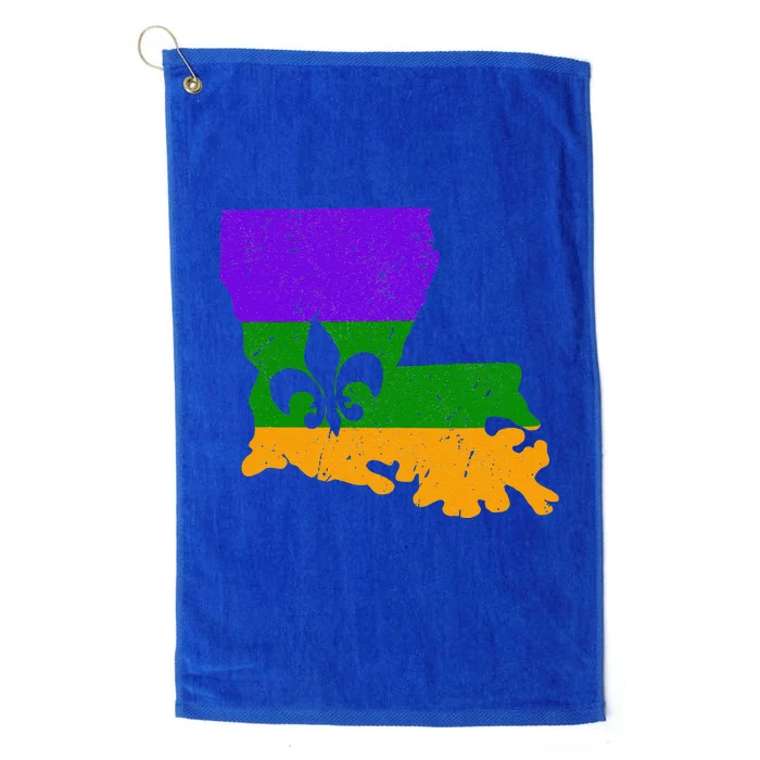 Distressed Mardi Gras Fleur De Lis Platinum Collection Golf Towel