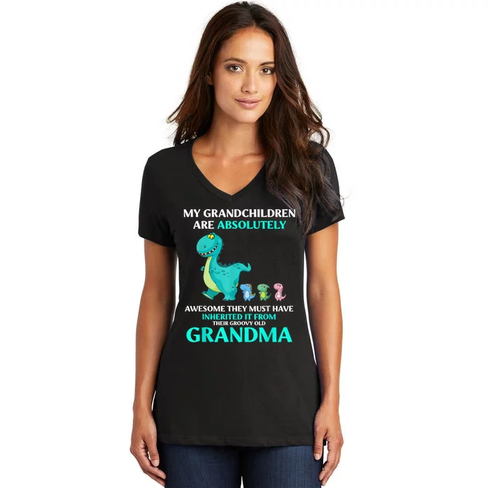 Dragon My Grandchildren Are Absolutely Awesome They Must Women's V-Neck T-Shirt