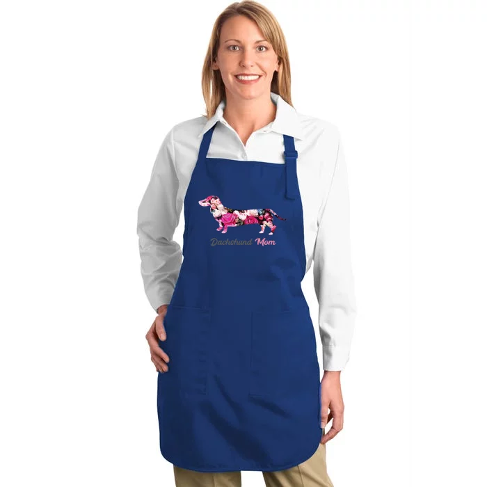 Dachshund Mom Gift Floral Doxie Mama MotherS Day Gift Full-Length Apron With Pocket