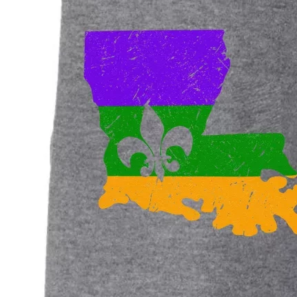 Distressed Mardi Gras Fleur De Lis Doggie 3-End Fleece Hoodie