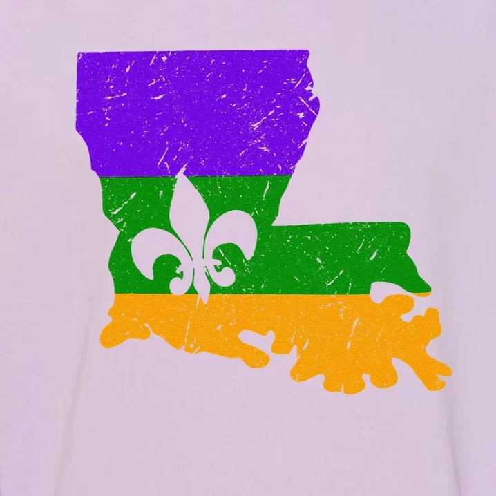 Distressed Mardi Gras Fleur De Lis Garment-Dyed Sweatshirt