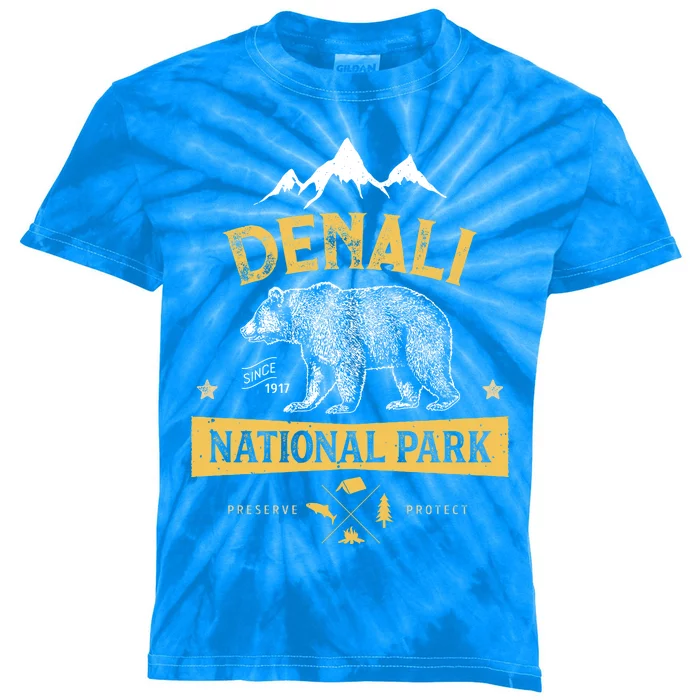 Denali Meaningful Gift National Park And Preserve Alaska Vintage Kids Tie-Dye T-Shirt