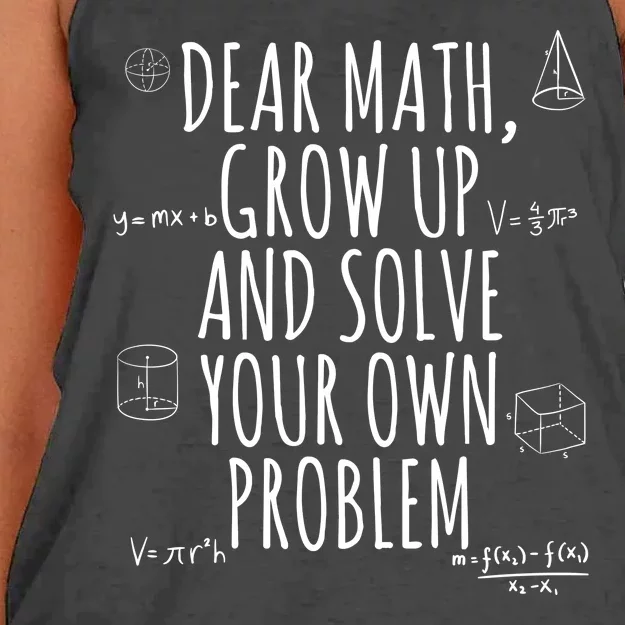 Dear Math Grow Up And Solve Your Own Problem Funny School Women's Knotted Racerback Tank