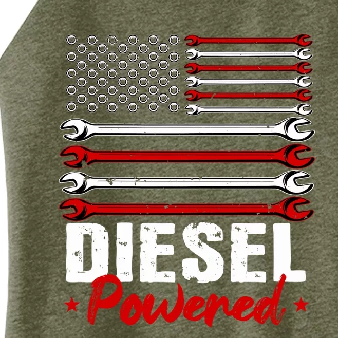 Diesel Mechanic Gifts Design On Back Women’s Perfect Tri Rocker Tank