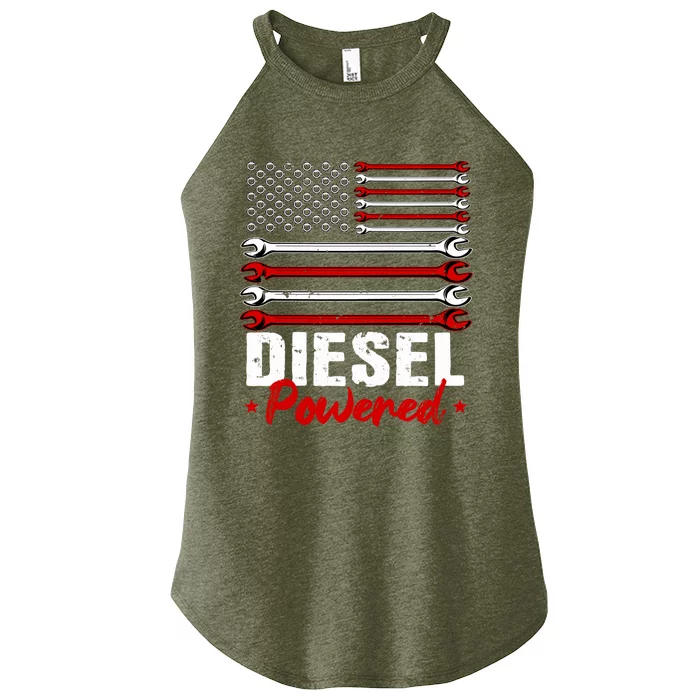 Diesel Mechanic Gifts Design On Back Women’s Perfect Tri Rocker Tank