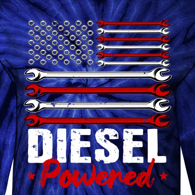 Diesel Mechanic Gifts Design On Back Tie-Dye Long Sleeve Shirt