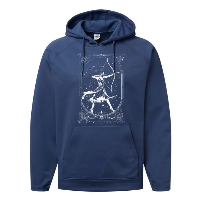 Diana Moon Goddess Celestial Deity Roman Mythology Performance Fleece Hoodie