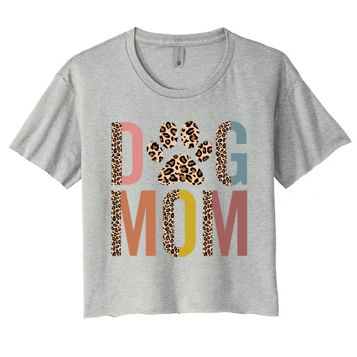 Dog Mom Half Leopard Dog Mama Fur Mom Puppy Dog Mommy Meaningful Gift Women's Crop Top Tee