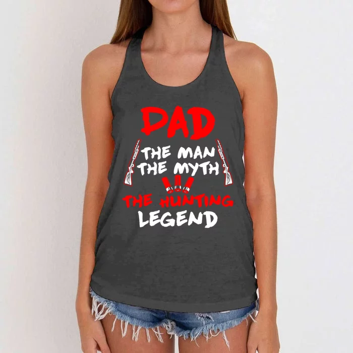 Dad Myth Hunting Legend Shotgun Shells Camping Trip Cute Gift Women's Knotted Racerback Tank