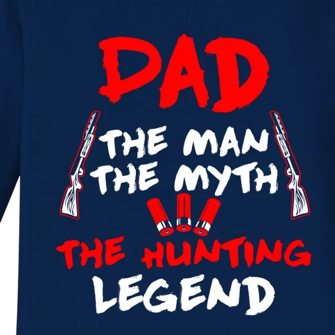 Dad Myth Hunting Legend Shotgun Shells Camping Trip Cute Gift Baby Long Sleeve Bodysuit