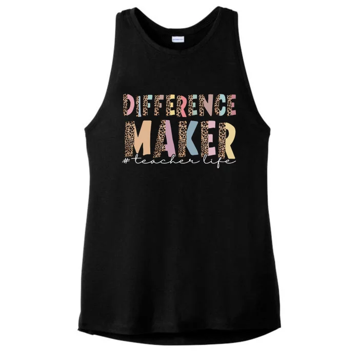 Difference Maker Hashtag Teacher Life Ladies Tri-Blend Wicking Tank