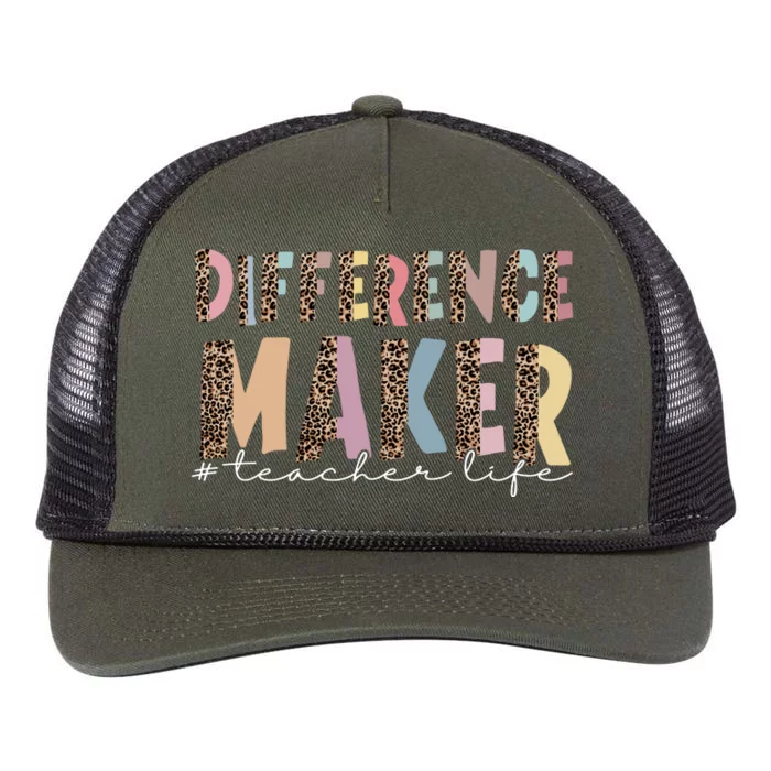 Difference Maker Hashtag Teacher Life Retro Rope Trucker Hat Cap