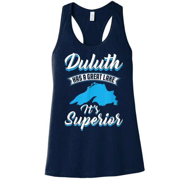 Duluth Minnesota Has A Great Lake Its Superior Pun Women's Racerback Tank