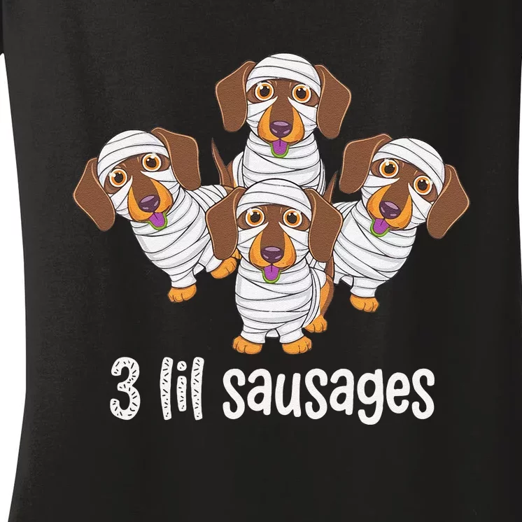 Dachshund Mummy Halloween Gifts For Dog Owners Women's V-Neck T-Shirt