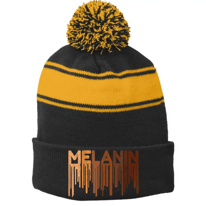 Drippin Melanin Heart Black History Month BLM Women Pride Stripe Pom Pom Beanie