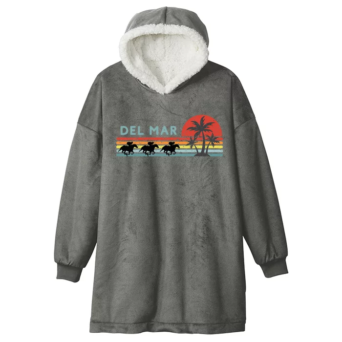 Del Mar Horse Racing Thoroughbred Santa Anita Horseplayers Hooded Wearable Blanket