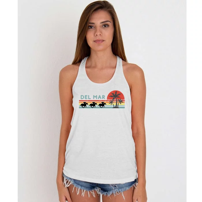 Del Mar Horse Racing Thoroughbred Santa Anita Horseplayers Women's Knotted Racerback Tank