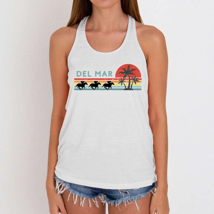 Del Mar Horse Racing Thoroughbred Santa Anita Horseplayers Women's Knotted Racerback Tank