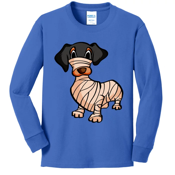 Dachshund Mummy Halloween Gift Kids Long Sleeve Shirt