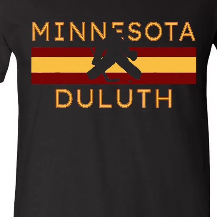 Duluth Minnesota Hockey Goalie Player Minnesotans Coach V-Neck T-Shirt