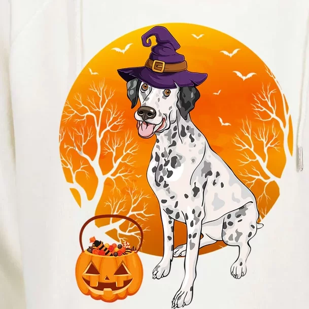 Dalmatian Moon Halloween Witch Hat Dalmatian Dog Owner Lover Great Gift Womens Funnel Neck Pullover Hood