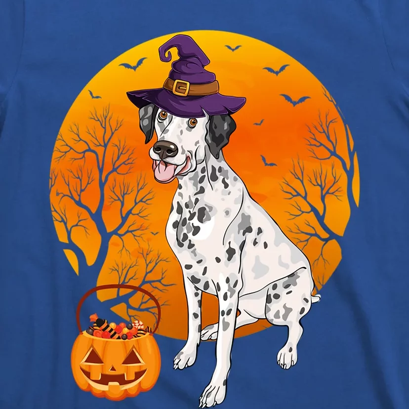 Dalmatian Moon Halloween Witch Hat Dalmatian Dog Owner Lover Great Gift T-Shirt