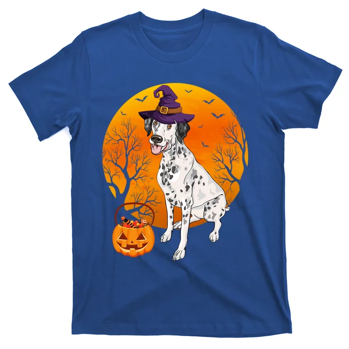 Dalmatian Moon Halloween Witch Hat Dalmatian Dog Owner Lover Great Gift T-Shirt