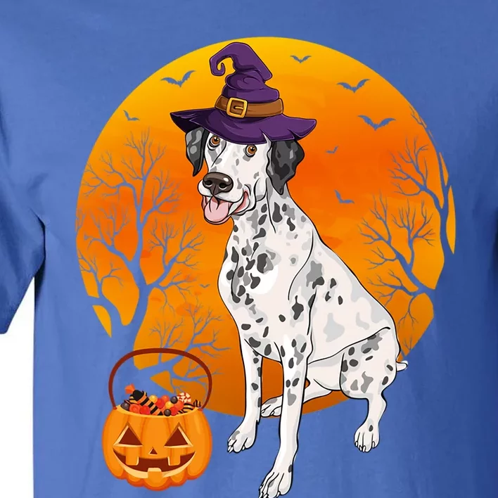 Dalmatian Moon Halloween Witch Hat Dalmatian Dog Owner Lover Great Gift Tall T-Shirt