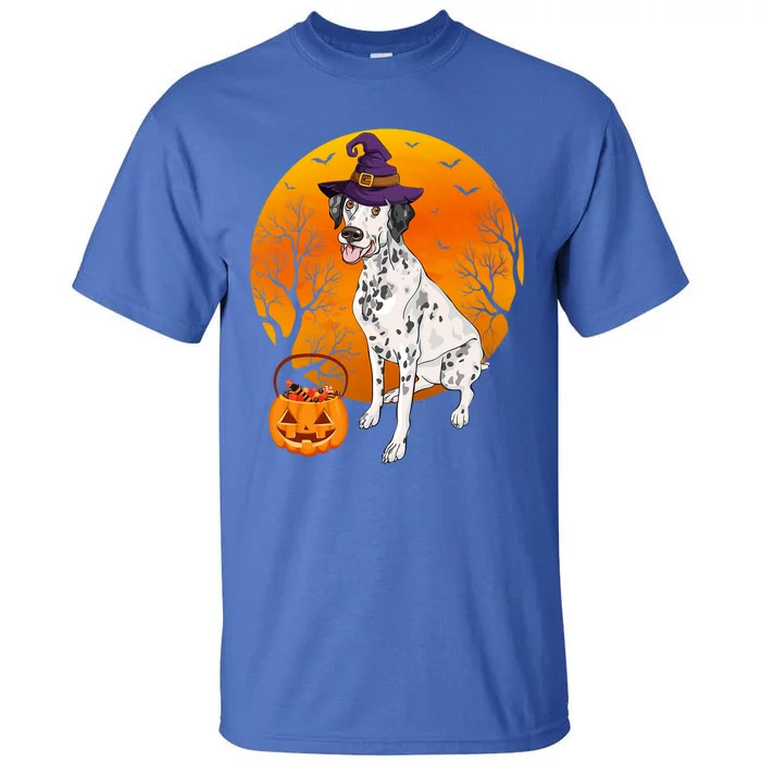 Dalmatian Moon Halloween Witch Hat Dalmatian Dog Owner Lover Great Gift Tall T-Shirt