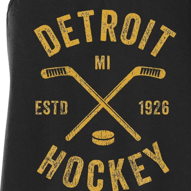 Detroit Mi Ice Hockey Sticks Detroit Hockey Women's Racerback Tank